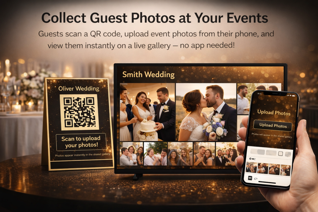snapwall, live photo wall, event photo wall, guest photo upload, qr photo upload, wedding photo wall, live event gallery, digital guestbook, event photo sharing, no app photo sharing