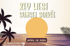 St Anne’s School’s 2026 Auction and Gala Key West Sunset Soirée tropical themed event backdrop